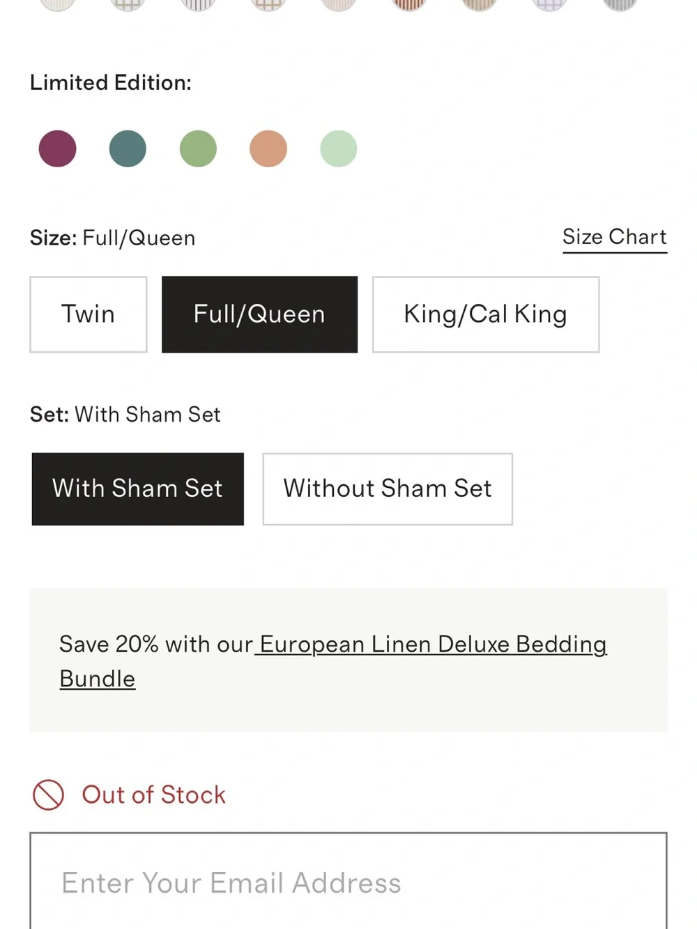 Quince European Linen Duvet Cover Set Full/Queen Espresso 3 Piece